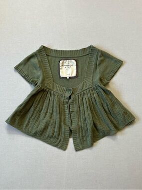 Rare Vintage Abercrombie & Fitch Olive Rabbit Hair Babydoll Knit Cardigan M